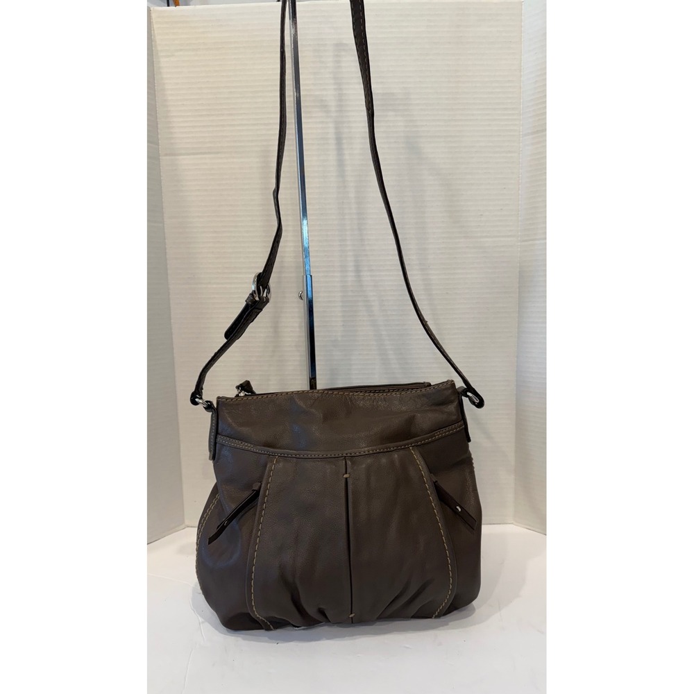 TIGNANELLO Dark Brown Genuine Leather Silver Hardware Shoulder‎ Bag Purse
